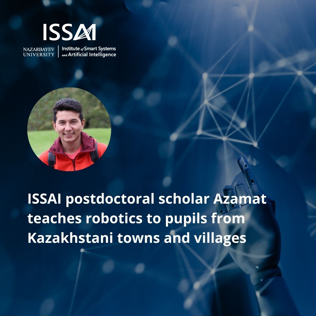 ISSAI postdoctoral scholar Azamat teaches robotics to pupils from Kazakhstani towns and villages